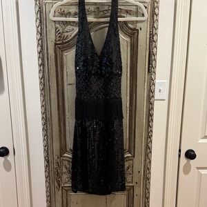 Niteline Black Sequin Backless Dress